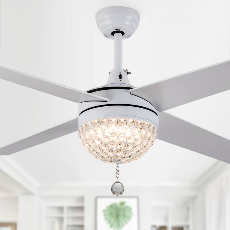 Belladepot 52" Modern Crystal Ceiling Fan with LED Light, Remote Control, Reversible