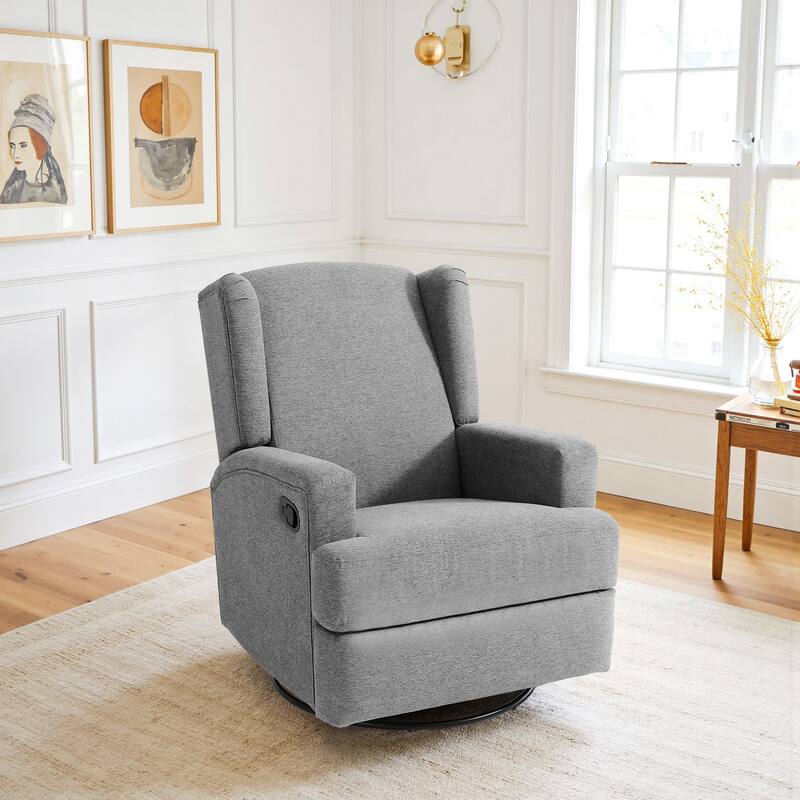 31'' W Wingback Manual Glider Swivel Rocker Recliner Nursery Chair
