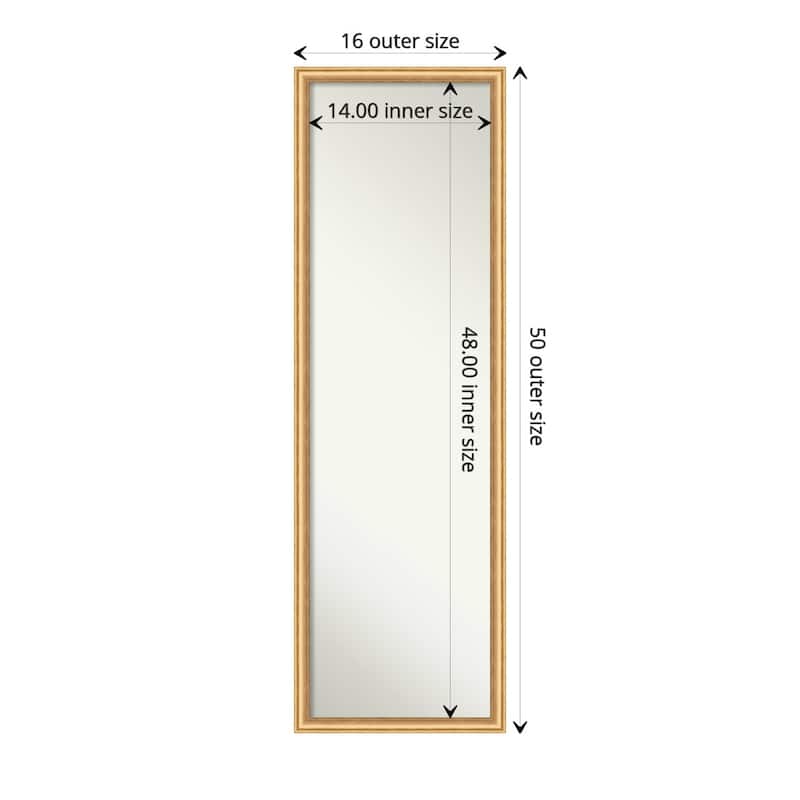 Salon Scoop Non-Beveled Wood Framed Full-Length On the Door Mirror - Glass Size 14x48 - Salon Scoop Gold