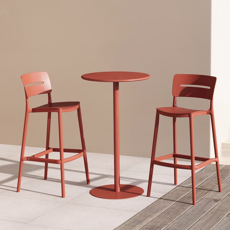 Frond and Form 2-Person Outdoor Round Dining Set Bar Height