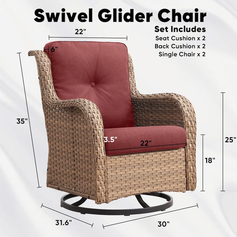 Gymojoy Outdoor 3-piece Steel Wicker Swivel Chair Table Set