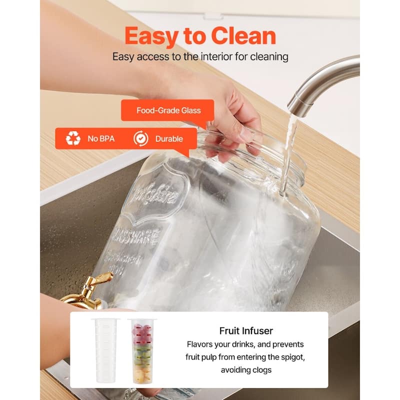 Transparent Glass Dual Cylinder Beverage Dispenser with Metal Stand and Chalkboards - 18.5 x 8.27 x 17.7 in