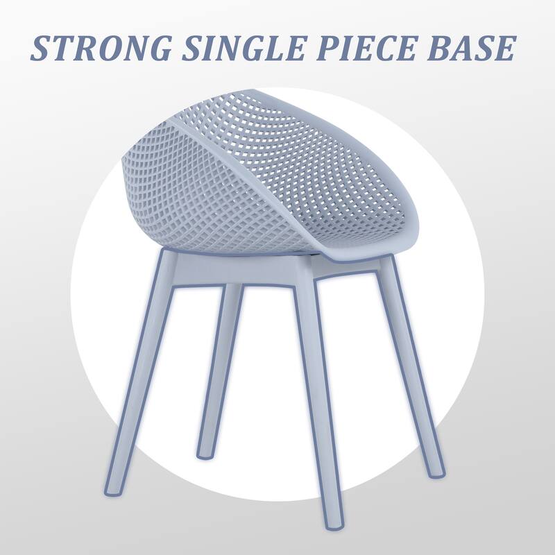 2-Pack Modern Lounge Chairs - Indoor/Outdoor All-Weather PP Plastic, Lightweight for Patio, Beach, Living Room