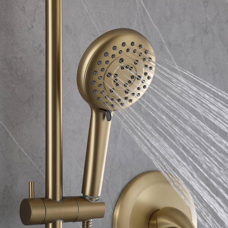 Modland High Pressure 5-Way 10'' Rain Shower Head Black with Handheld Shower Slide Bar