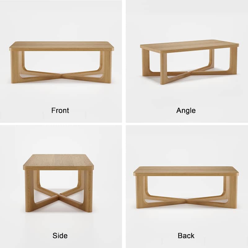 Modern Coffee Table Farmhouse Solid Wood Coffee Table with Cross Sturdy Legs Center Table for Home Office Living Room