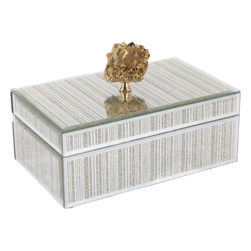Glass Decorative Storage Jewelry Box with Lid
