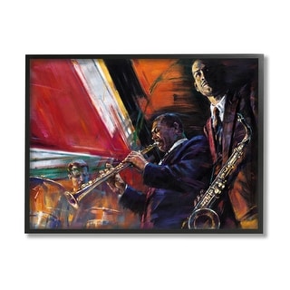 Stupell Abstract Blues Jazz Musicians Traditional Instruments Framed ...