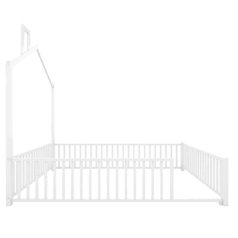 Full Metal Platform Bed with Guardrails & Chimney Design