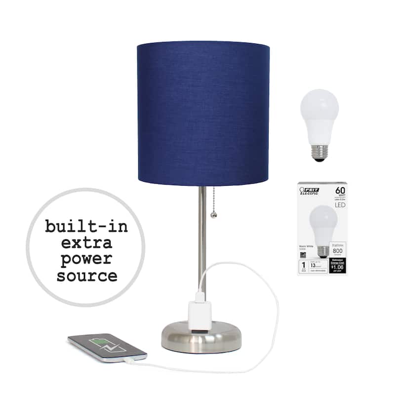Simple Designs 9.5" Desk Lamp with Charging Outlet and LED Bulb Included - 19.50