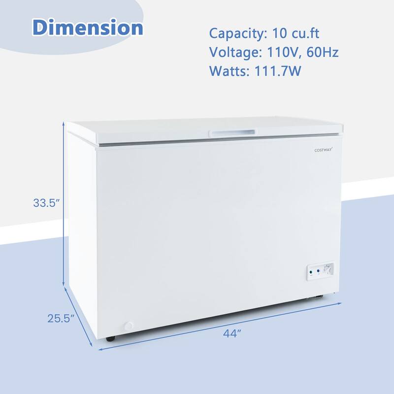 Costway 10 Cu. Ft. Chest Compact Freezer with 7-Level Temperature, - See Details