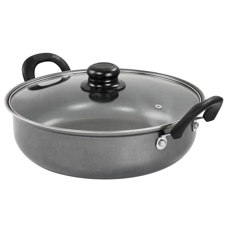 12 Inch Nonstick All Purpose Pan with Lid in Slate - Grey