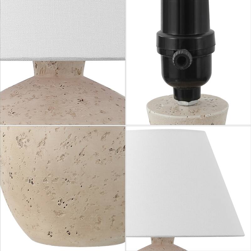 Myron 18" Minimalist Concrete Effect Resin/Iron LED Table Lamp (Set of 2), by JONATHAN Y