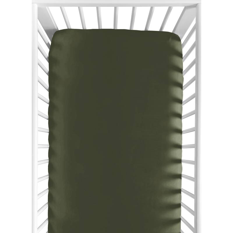 Sweet Jojo Designs Solid Dark Green Woodland Camo Collection Fitted Crib Sheet