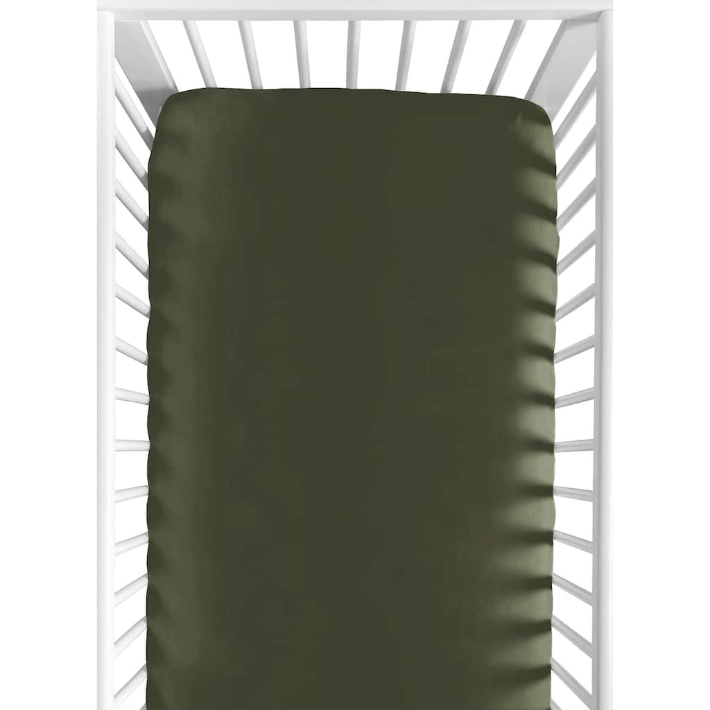Sweet Jojo Designs Solid Dark Green Woodland Camo Collection Fitted Crib Sheet