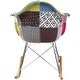 preview thumbnail 4 of 3, Modern Plastic Rocking Chair Armchair With Arm Patchwork Fabric Natural Wood Rockers Dining