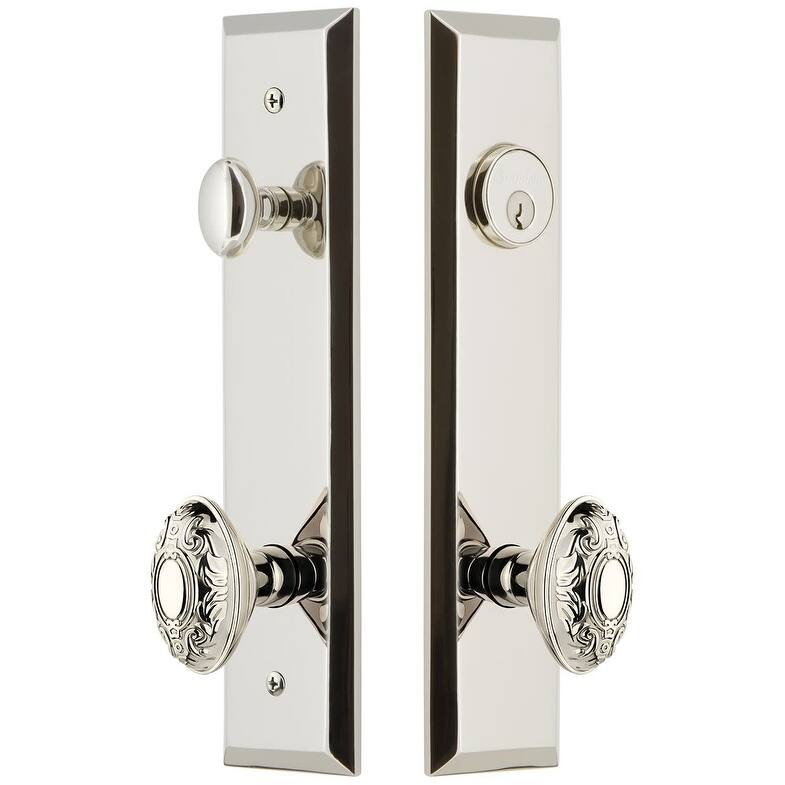 Grandeur Fifth Avenue Solid Brass Tall Plate Single Cylinder Keyed - Polished Nickel