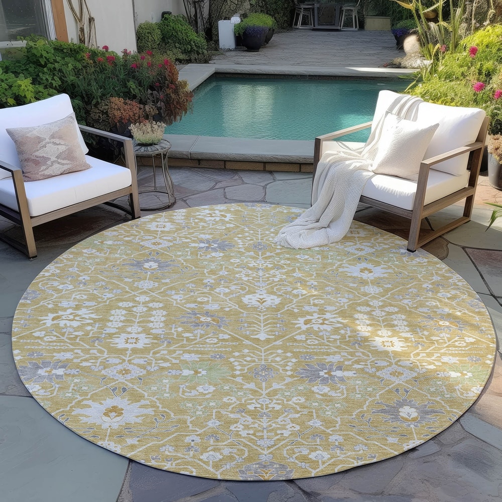 Machine Washable Indoor/ Outdoor Global Traditional Chantille Rug