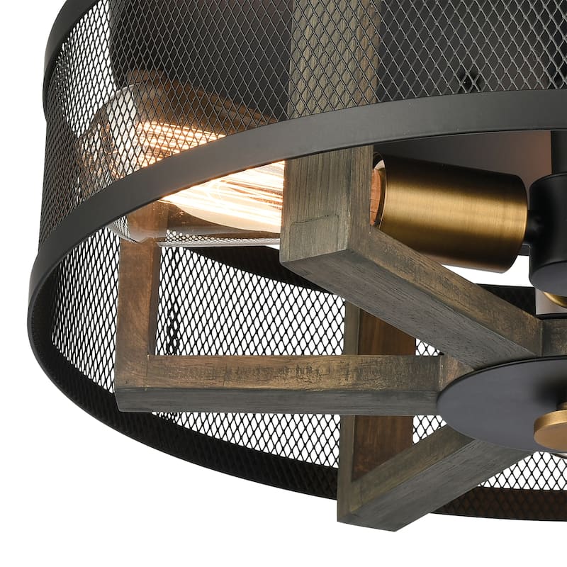 Elk Home Woodbridge Black With Metal Shade 3 Light Flush Mount