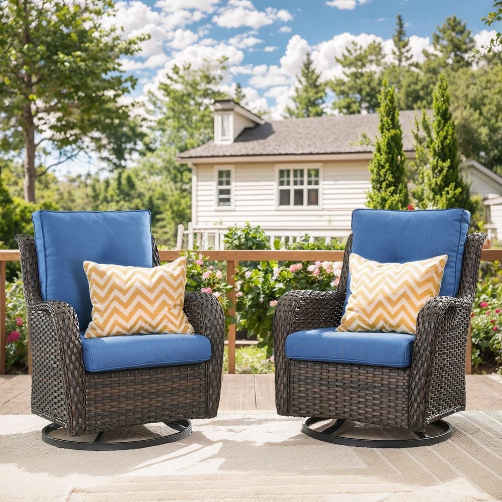 Gymojoy Wicker Swivel Glider Chair Outdoor Rocking Seating with Olefin Cushions