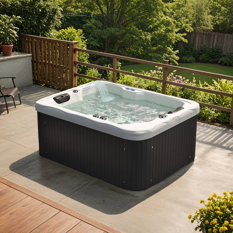 Patiowell 4-Person 41 Jets Hot Tub with Digital Control System-The Fresh Water System and LED Lighting-Intelligent