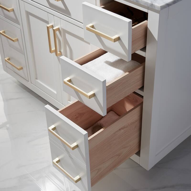 Altair Ivy Single Bathroom Vanity Set and Carrara White Countertop with Mirror