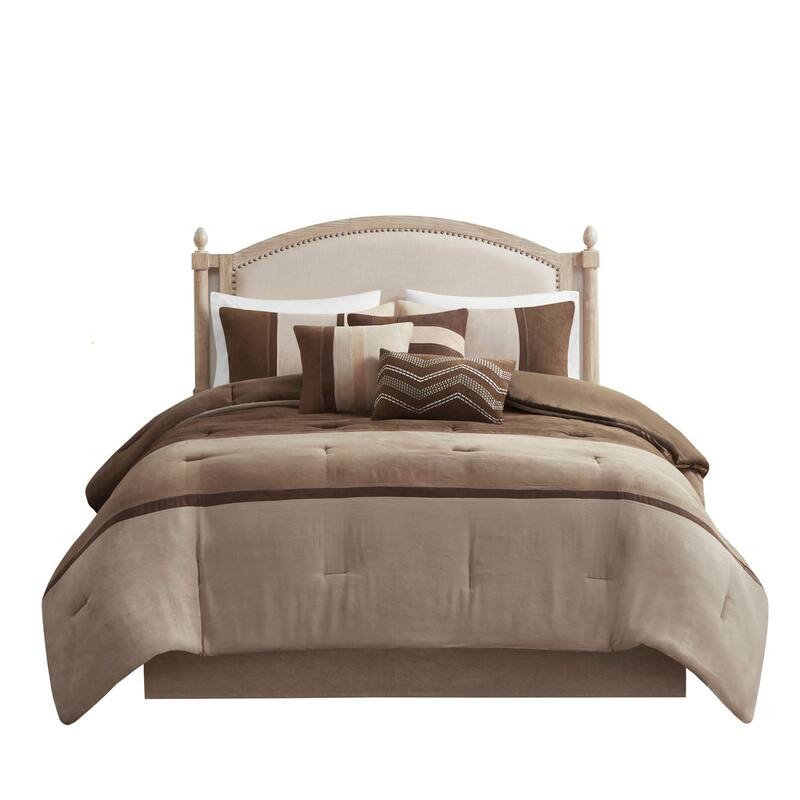 GDF Studio - Palisades 7-Piece Faux Suede Comforter Set with Decorative Pillows