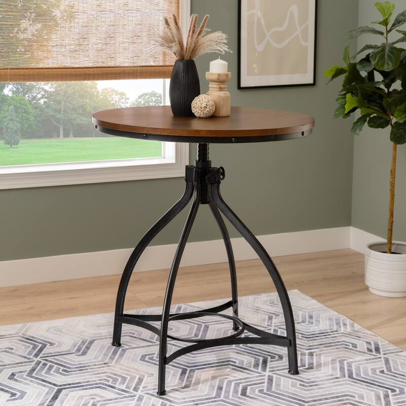Caverly Round Adjustable Bar Table - Brown