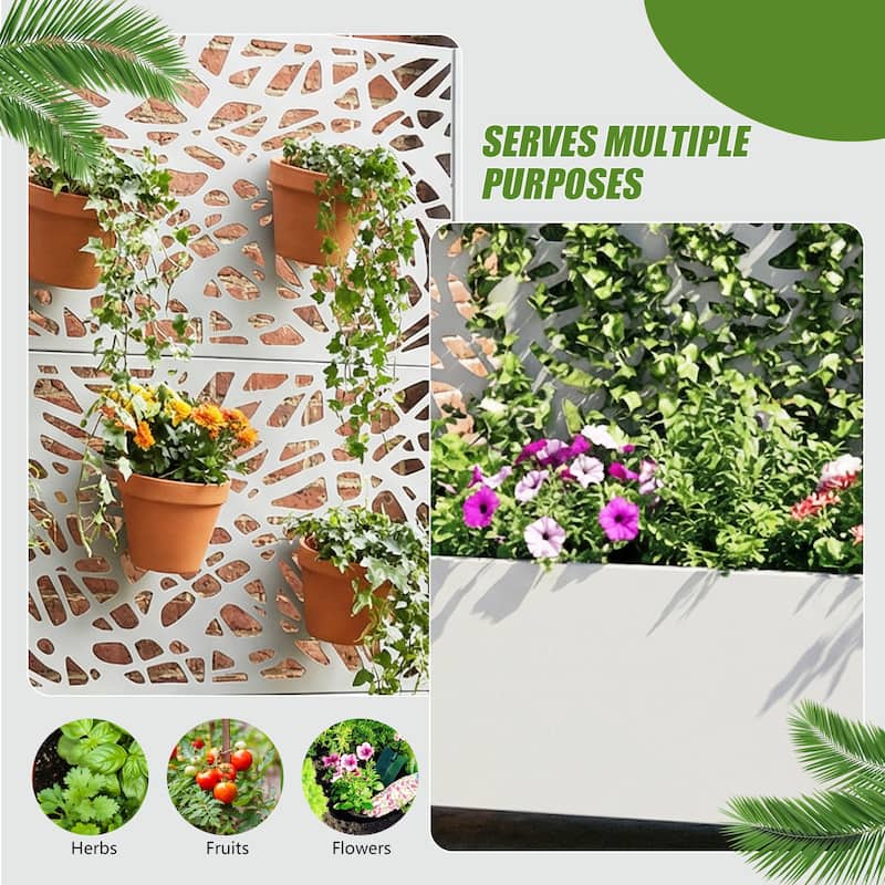 Metal Galvanized Planter Box with Trellis Privacy Screen Lockable Wheels