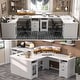 preview thumbnail 14 of 70, Modern Farmhouse L-Shape Desk with File Cabinet and Drawers, Homer Office Executive Desk with Charge Station