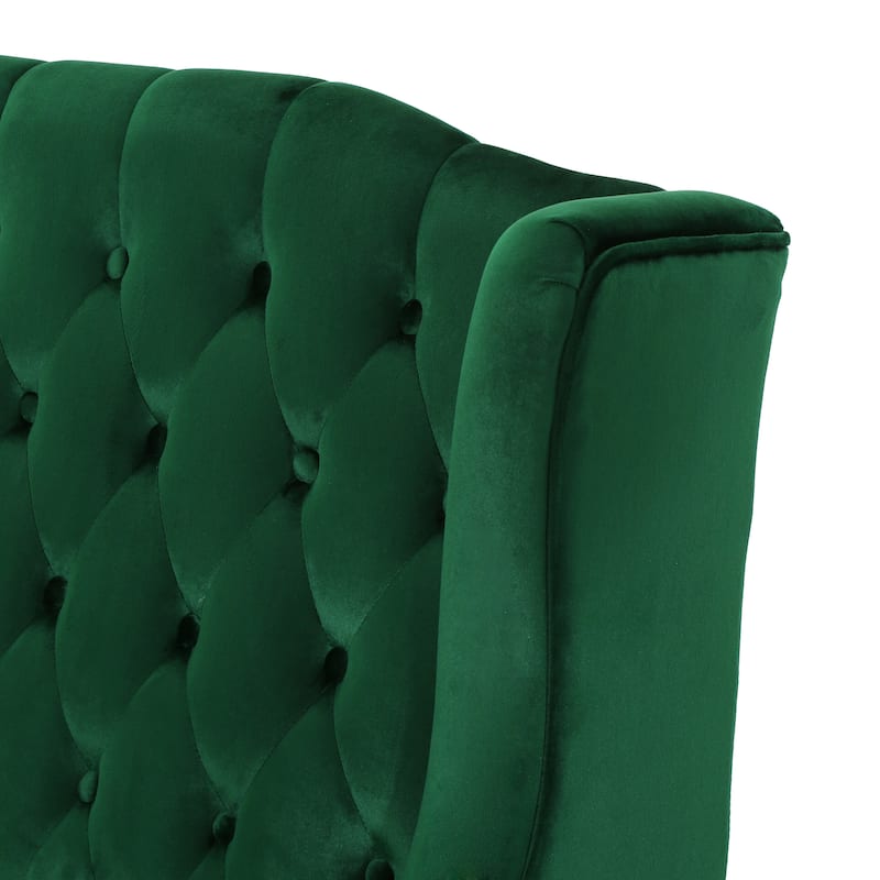 50.25" Velvet Button Tufted High Wingback Loveseat Sofa with Wood Legs for Living Room