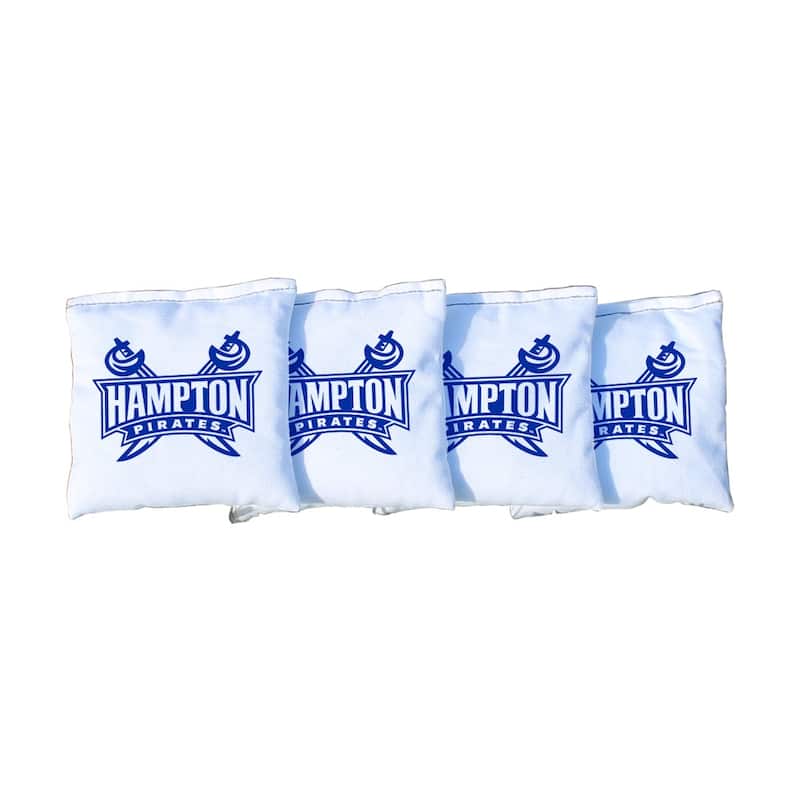 Hampton University Pirates White Cornhole Bags - All-Weather Resin Filled