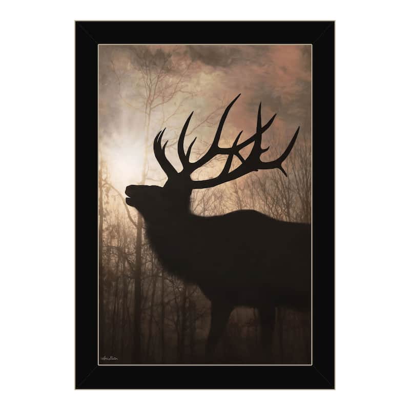 TrendyDecor4U "Elk Sunrise II" Framed Print Wall Art - Black