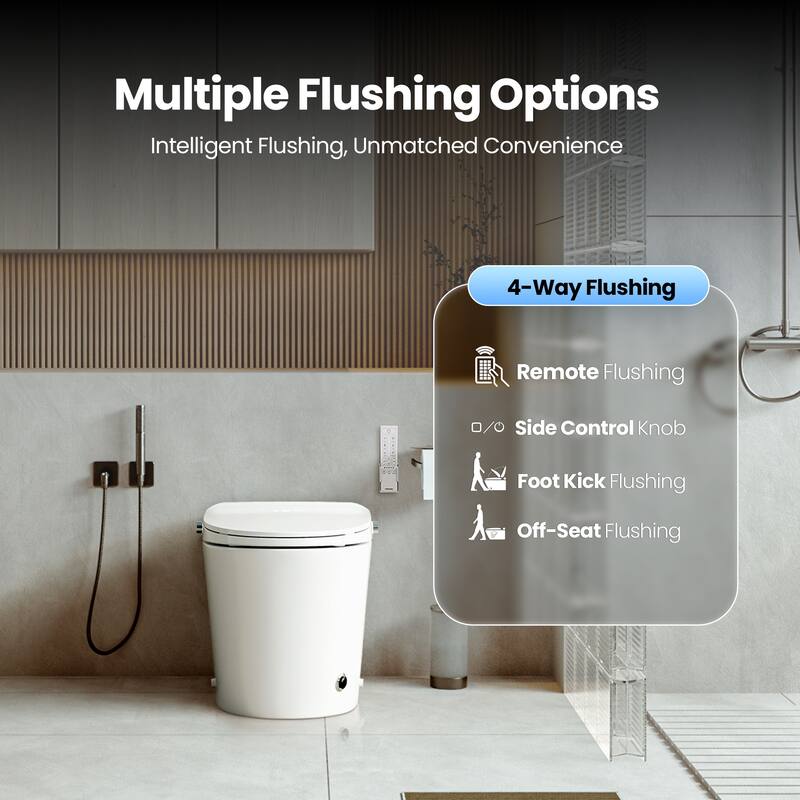 Zarautz Elongated Smart Bidet Toilet Combo with Clean Foam Shield Splash Proof, Heated Seat, Dryer & Foot/Remote Flush