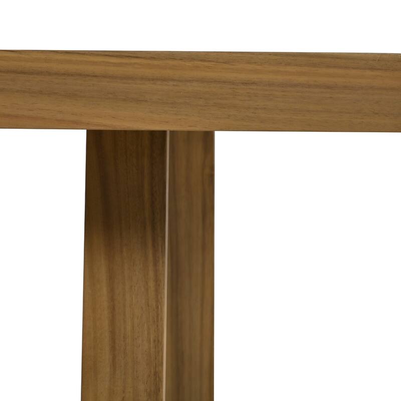 5-Piece Outdoor Patio Acacia Wood Dining Set with Rectangular Table and 4 Cushioned Chairs