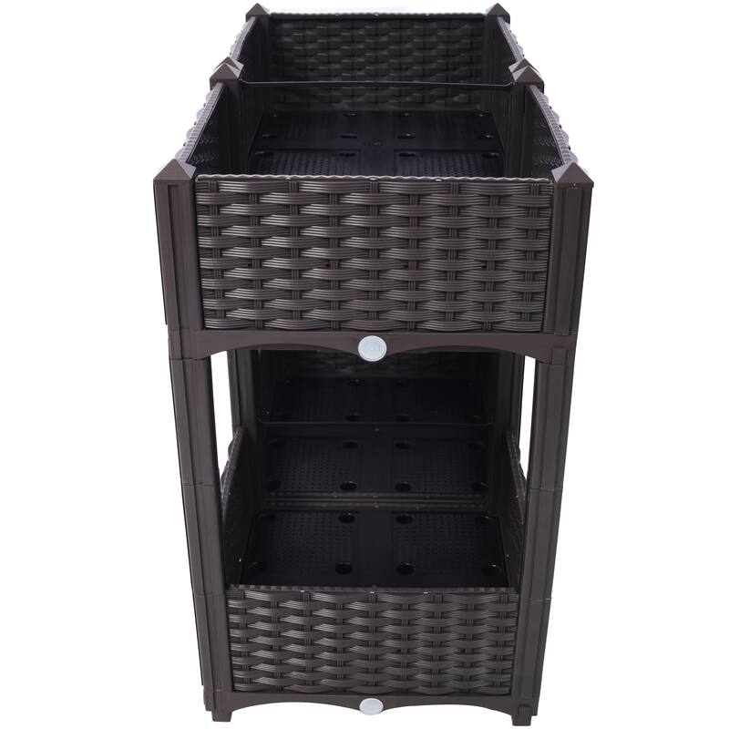 Modern Minimalist Garden Bed with Drainage Plug Raised Bottom Drainage Holes, for Vegetable Flower Herb Outdoor - 8' x 10'