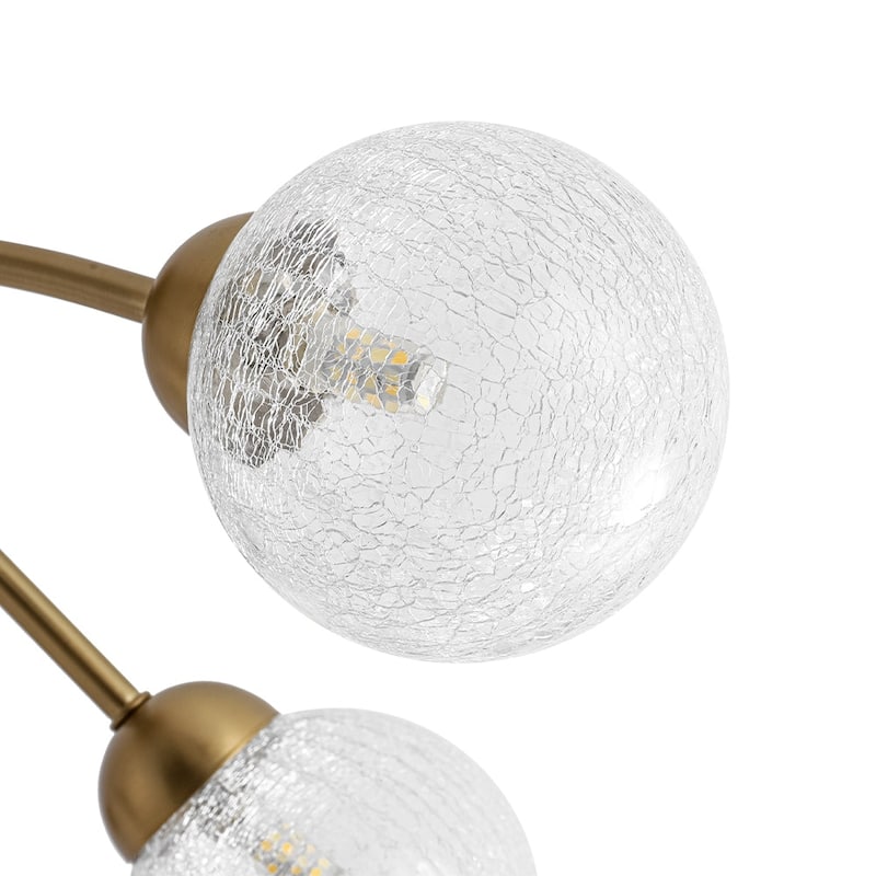 Modern Crackle Glass Globe Round Sputnik Ceiling Light 27in