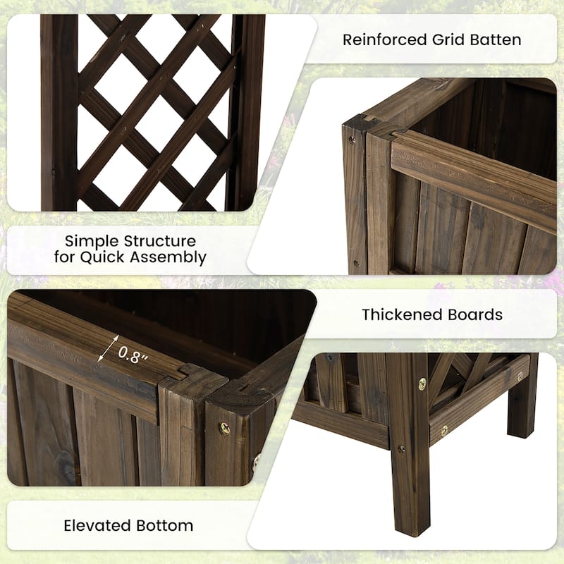 Costway 2-Tier Wood Raised Garden Bed Elevated Planter Box for - 35.5''x 12''x 35.5''