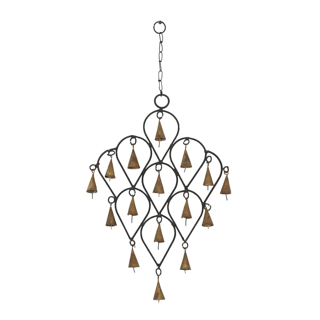 Metal Indoor Outdoor Windchime with Bells - Brass or Black - Roche River Decor