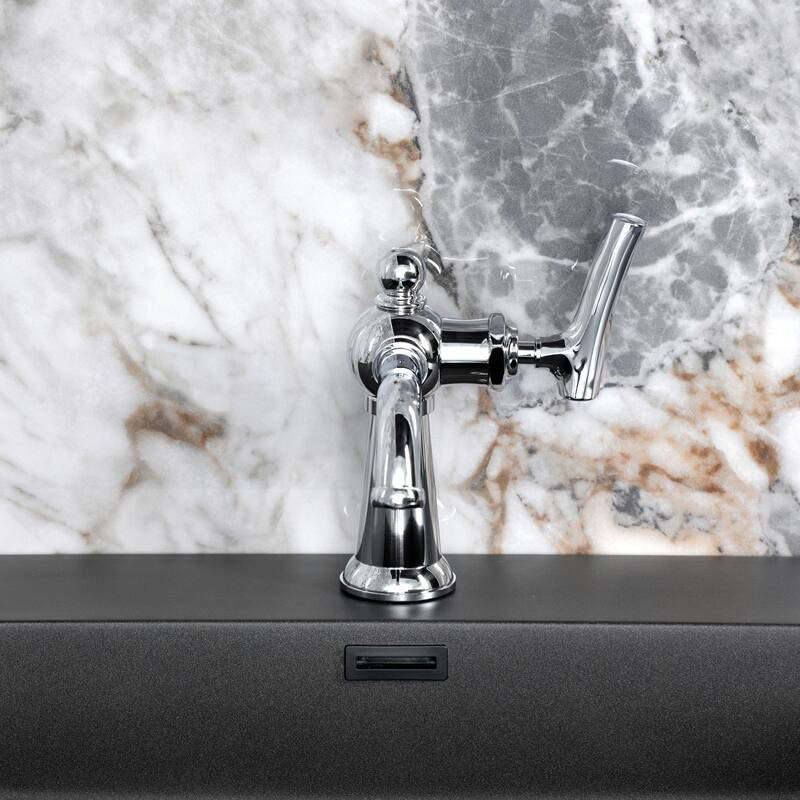 Kingston Brass Hallerbos Single-Handle 1-Hole Deck Mount Bathroom Faucet with Drain