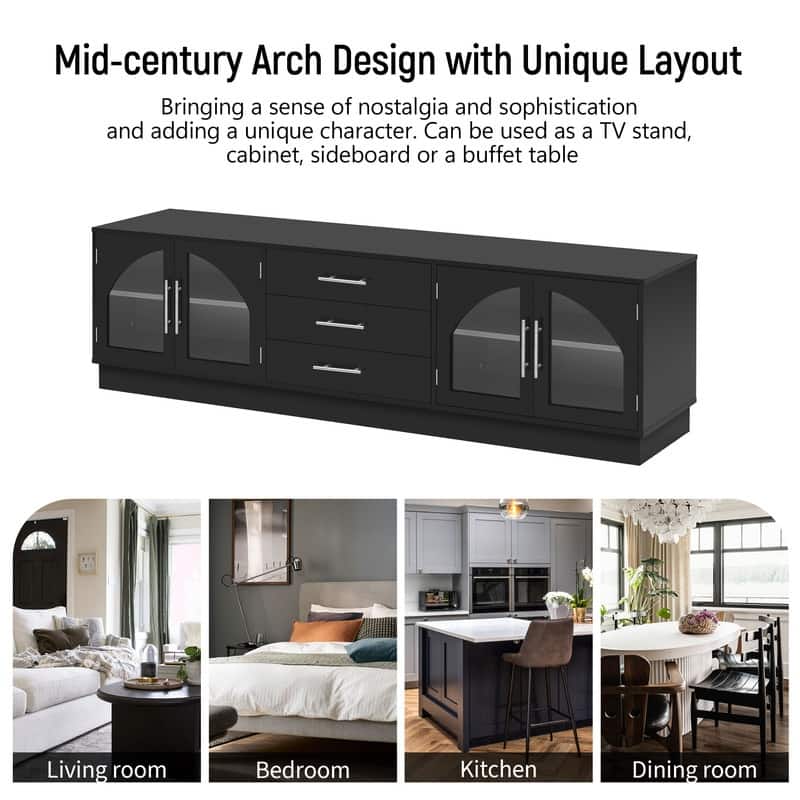 68.9'' Modern Minimalist TV Stand for TVs up to 75 Inches, Entertainment Center Media Console Cabinet with Adjustable Shelves
