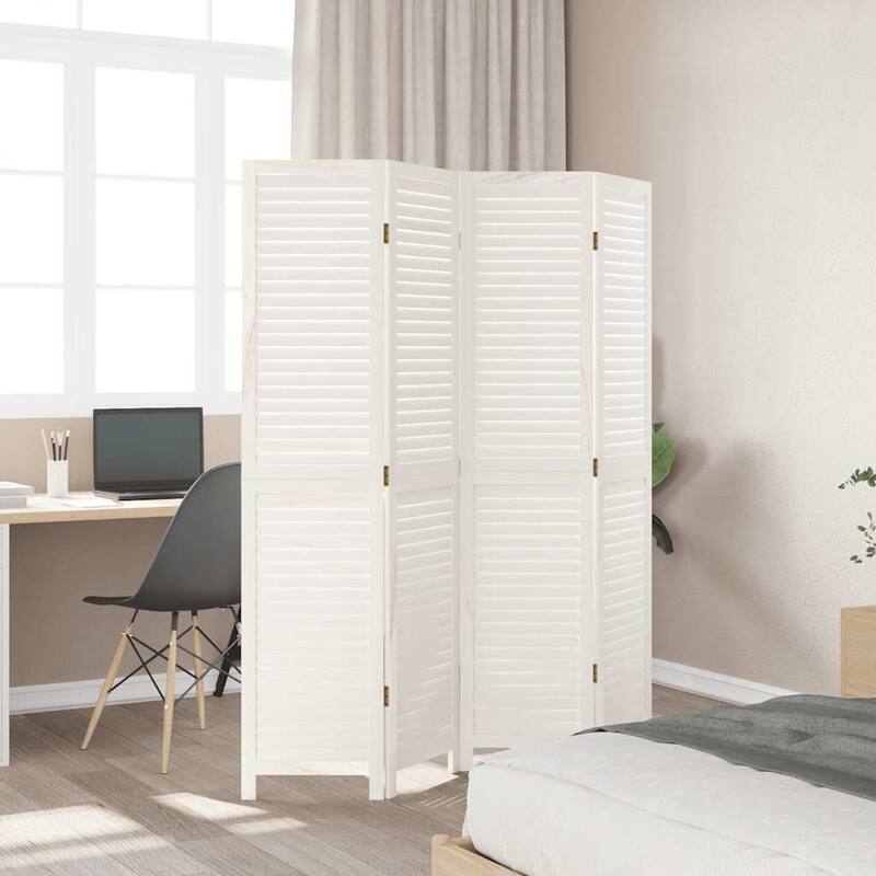 vidaXL Room Divider Privacy Screen Living Room White Solid Wood Paulownia