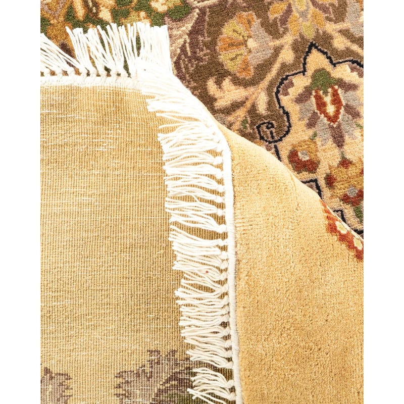 Overton Handknotted Wool Traditional Oriental Yellow Area Rug - 6' x 9'