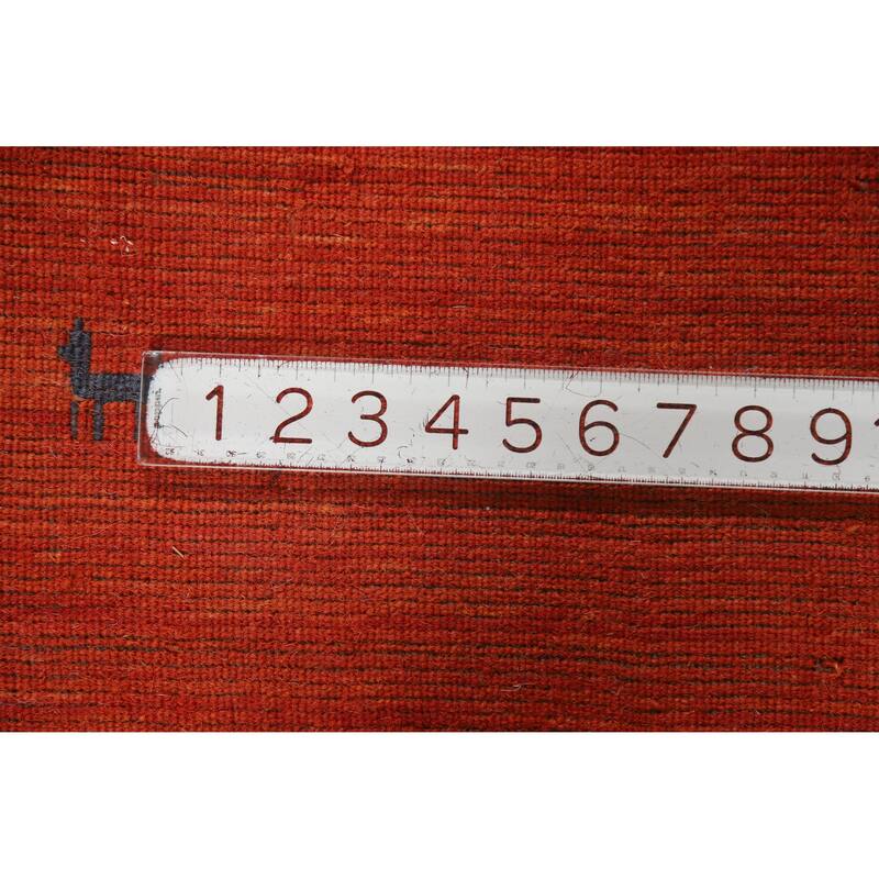 Hand Knotted Oriental 100% Wool Carpet Tribal Animal Pictorial Oranges & Rust Gabbeh Area Rug - 6' 7'' X 4' 7''