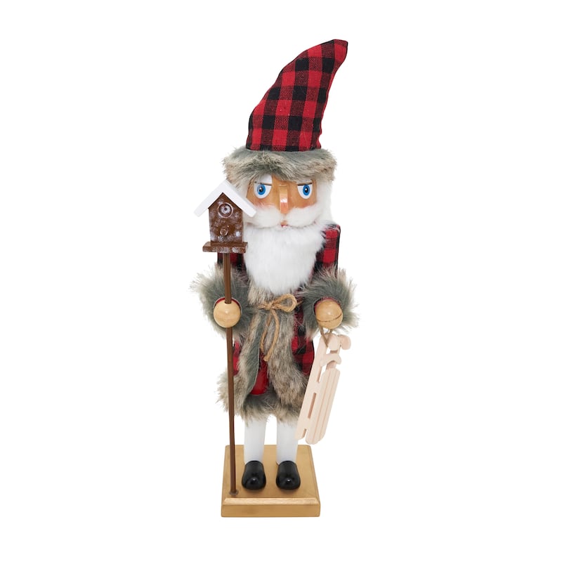 Traditional Nutcracker Figurine, Holiday Décor - Santa with Sled - 15"