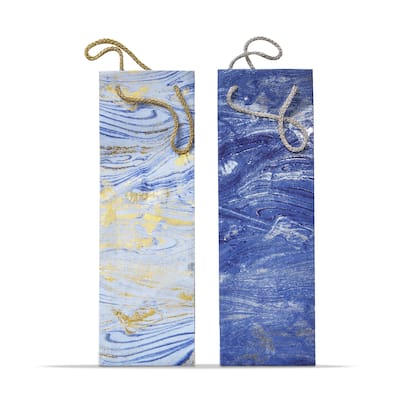 Marbleized Gift Bags, Set of 2 - Blue Multi