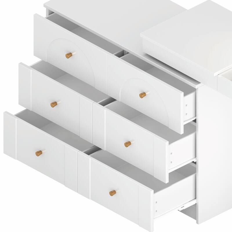 Vanity Desk with Mirror & Lights, Flip-Top Makeup Vanity Table