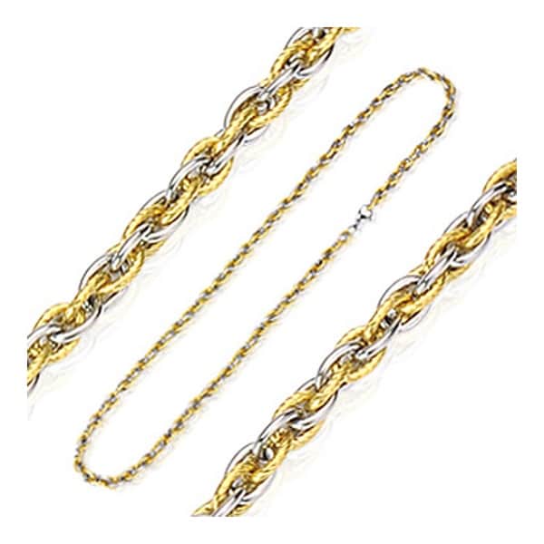 Stainless Steel Tri-Link Two Tone Plated Gold Chain (7 mm) - 24 in