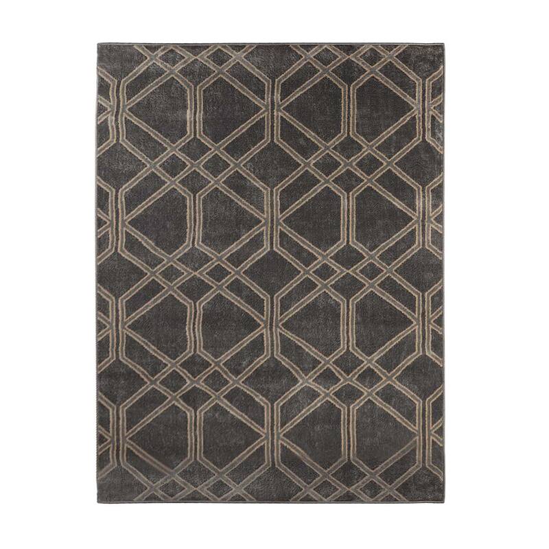 Modern Contemporary Geometric Lattice Runner or Area Rug by Superior - 2' x 3' - Black
