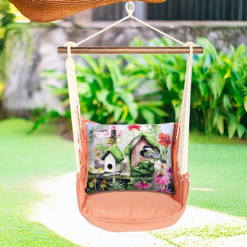 Magnolia Casual Swing Set 4 piece - Living Coral w/ Garden Birdhouses