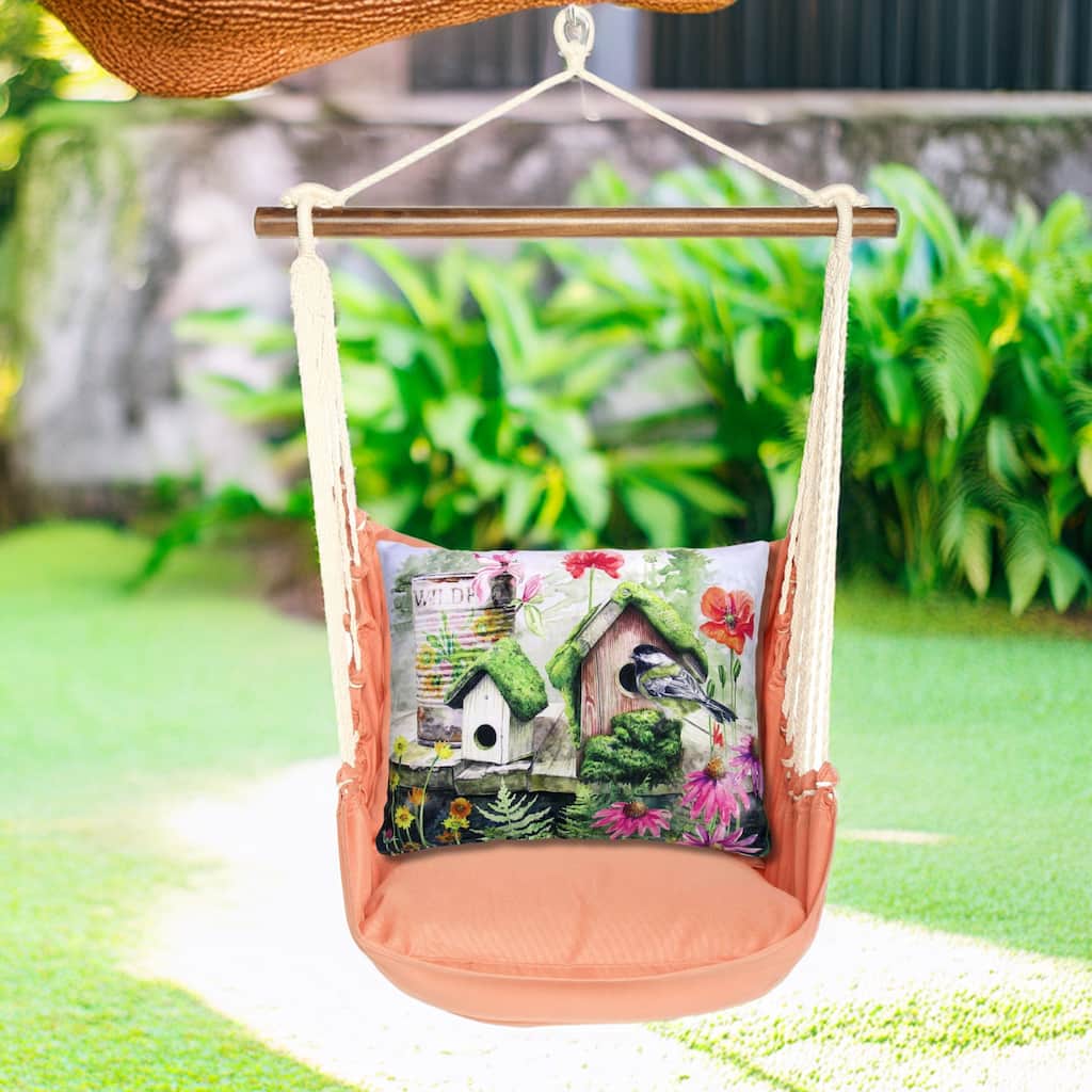 Magnolia Casual Swing Set 4 piece - Living Coral w/ Garden Birdhouses